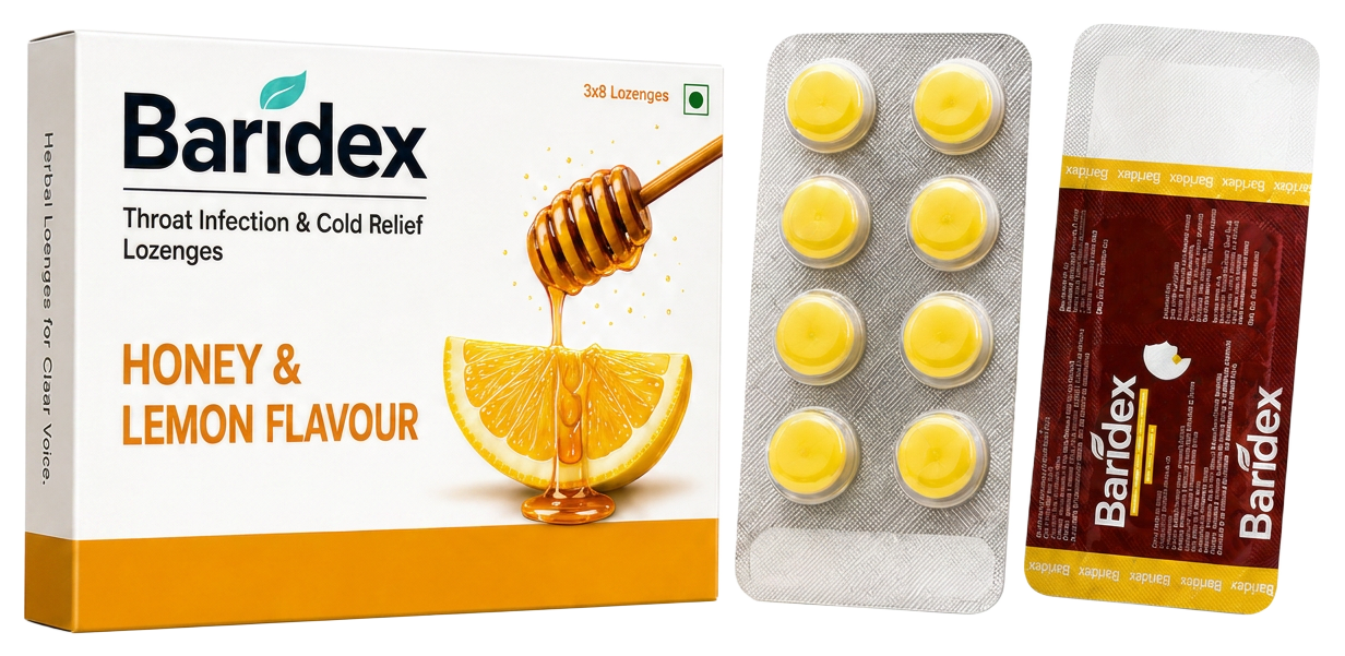 Baridex Honey & Lemon pack of herbal lozenges