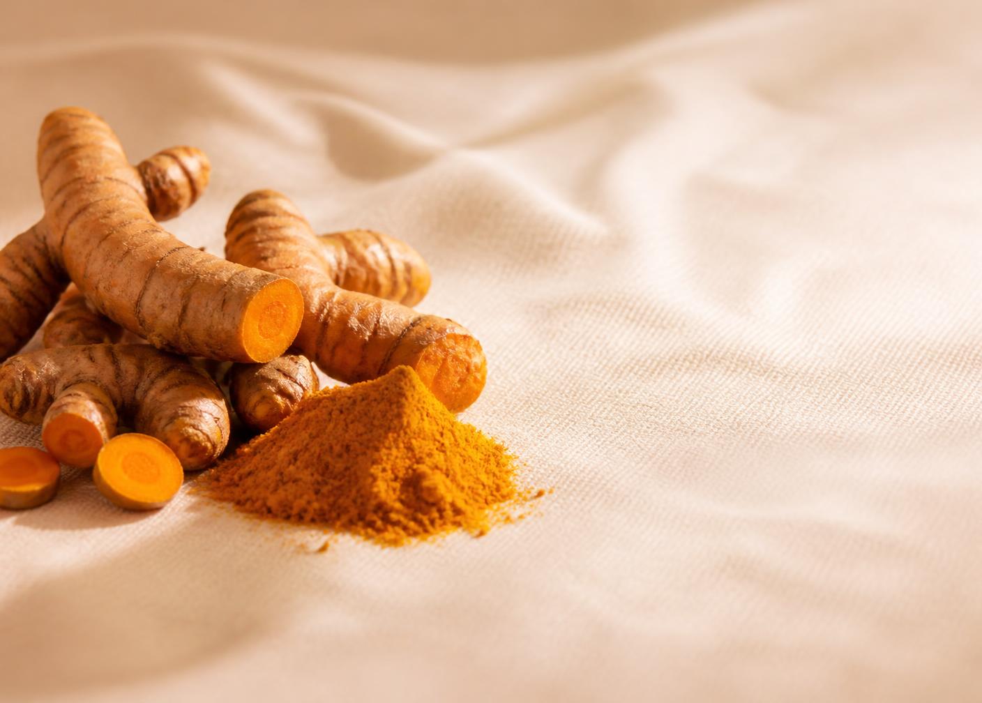 Haldi ingredients styled in a warm natural setting
